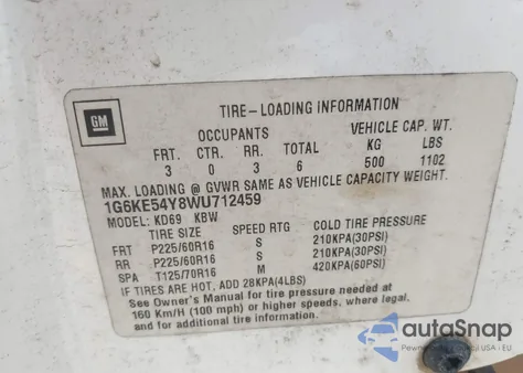 1998 Cadillac Deville D'elegance из США, поврежденный, VIN 1G6KE54Y8WU712459